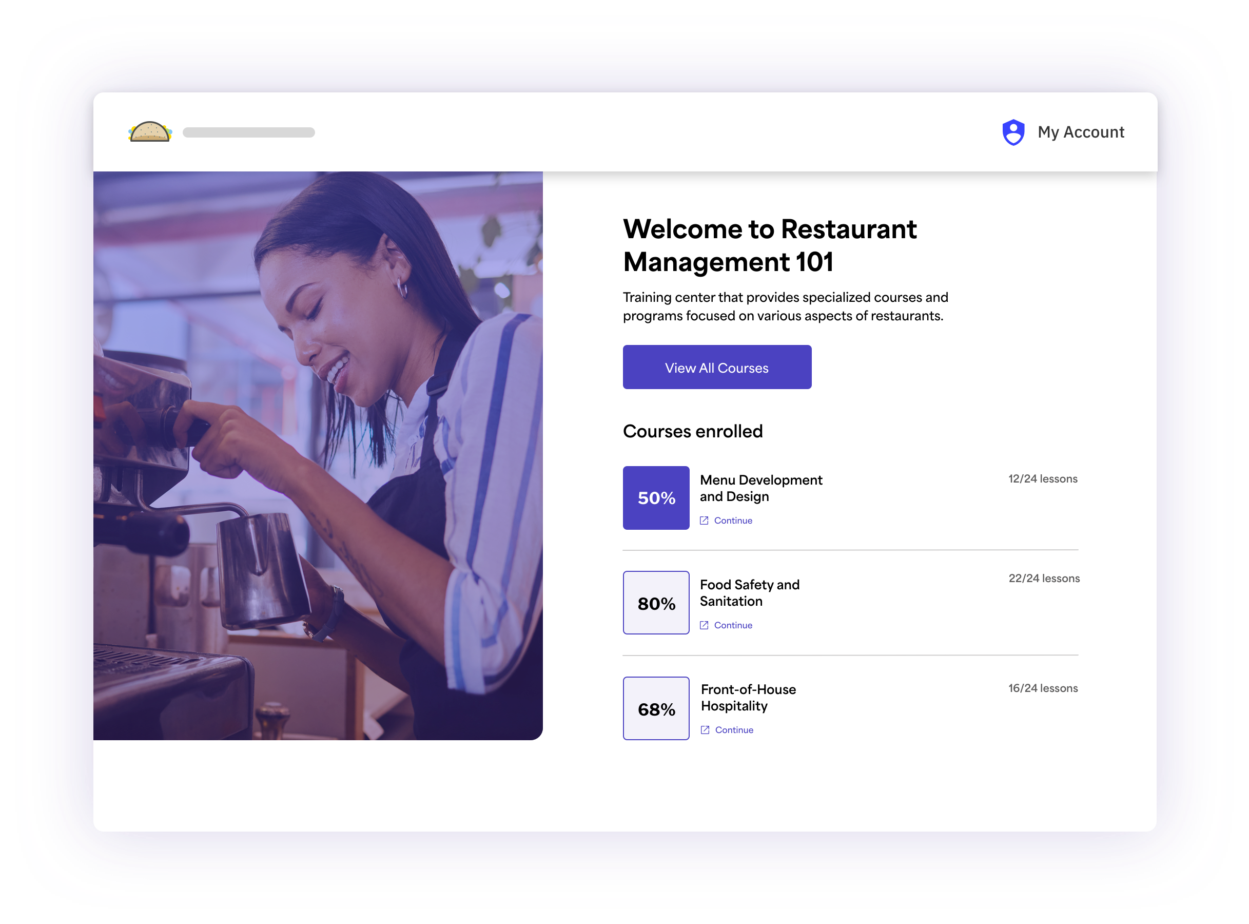 Illustration of the interface of the Trainn LMS for restaurants.
